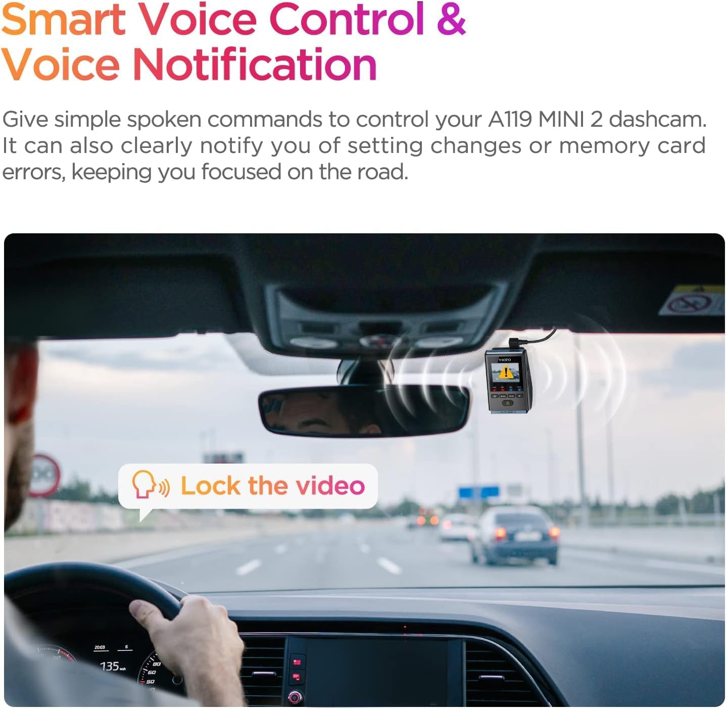 VIOFO A119 Mini 2 dash cam front view in car