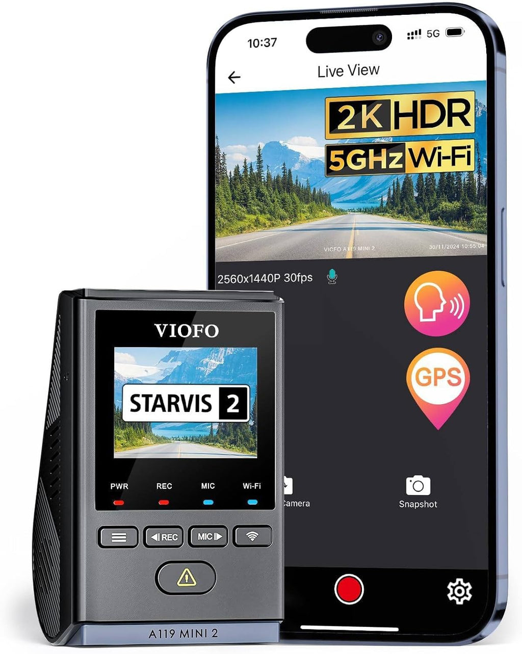 VIOFO A119 Mini 2 dash cam front view in car