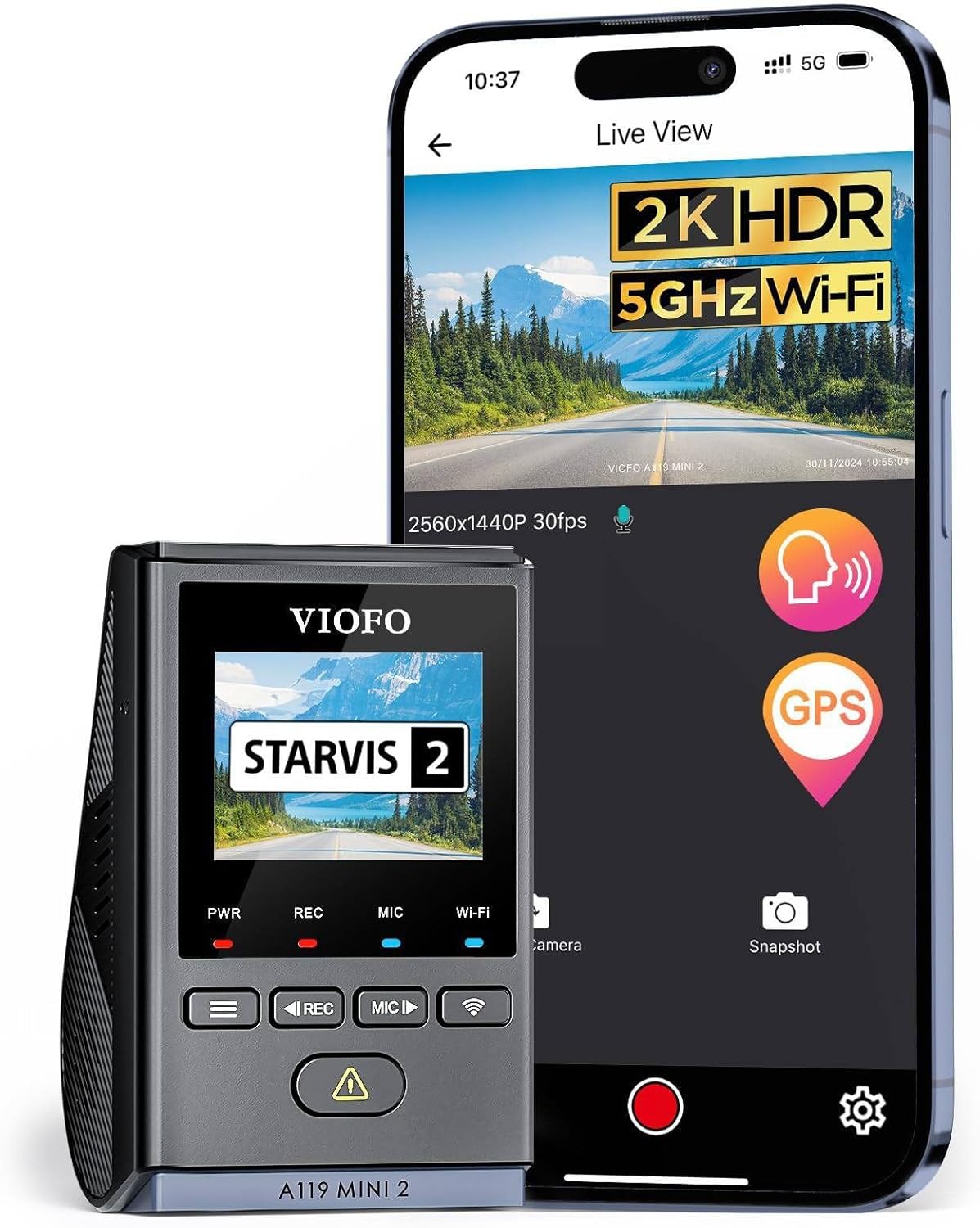 VIOFO A119 Mini 2 dash cam front view in car