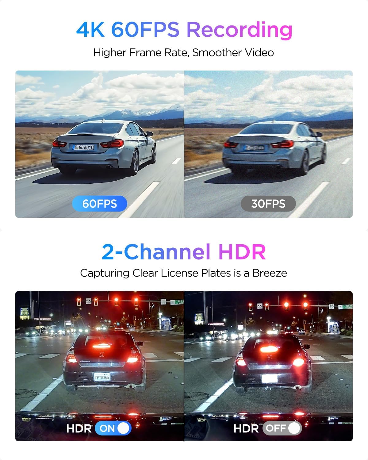 VIOFO A329S 3CH dash cam front cabin rear view