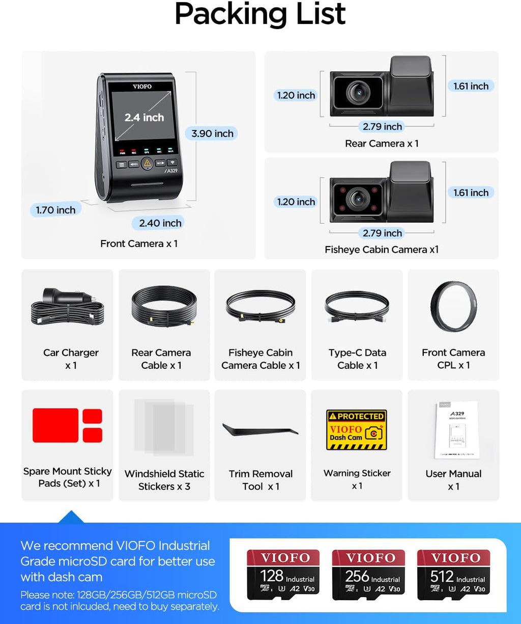 VIOFO A329S dual channel dash cam with Sony STARVIS 2 sensors