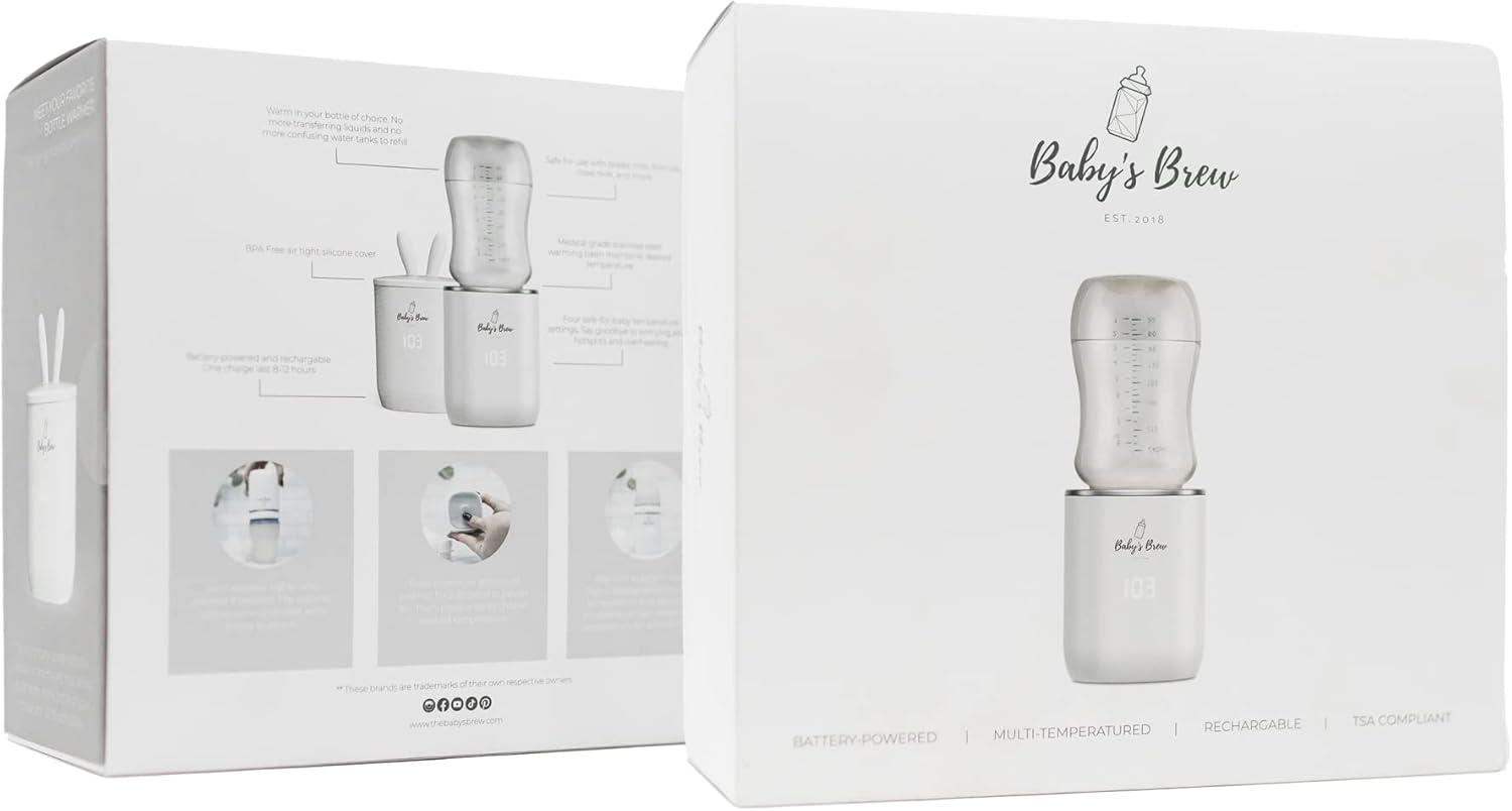 Baby's Brew Baby Shower Set - Portable Bottle Warmer with Adapter for Breast Milk, White