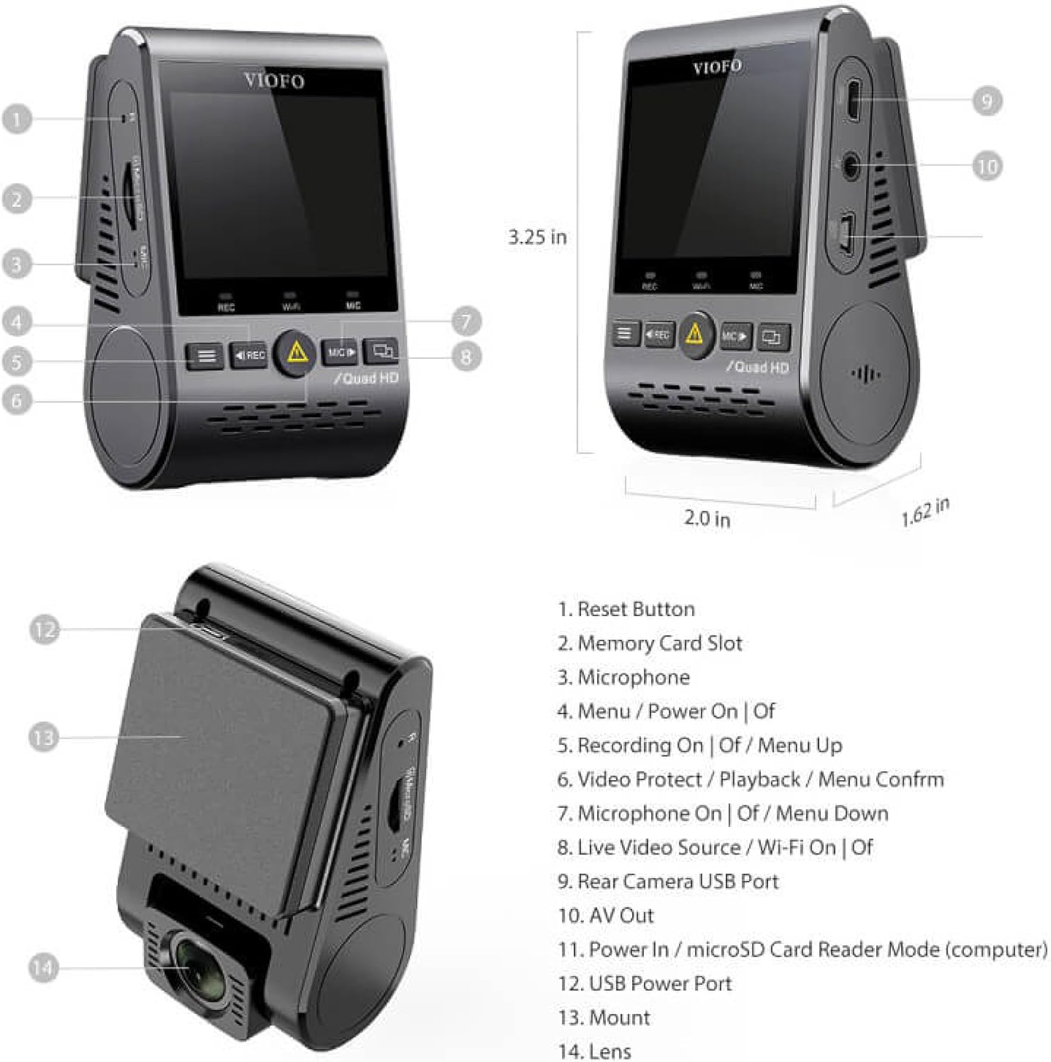 VIOFO A129 Plus Duo dual channel dash cam with GPS and Wi-Fi