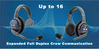 Ultralite ETP4S full duplex wireless intercom system with four single headsets and noise-reducing microphones