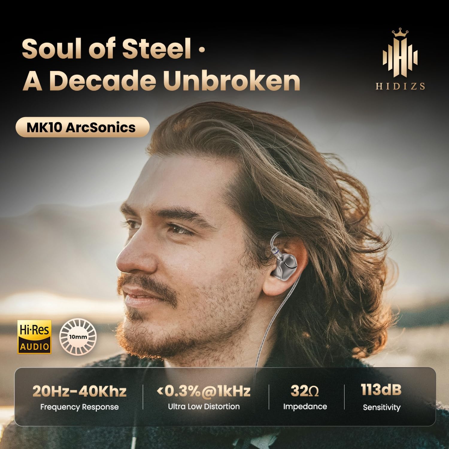 HIDIZS MK10 ArcSonics in-ear monitors black housing