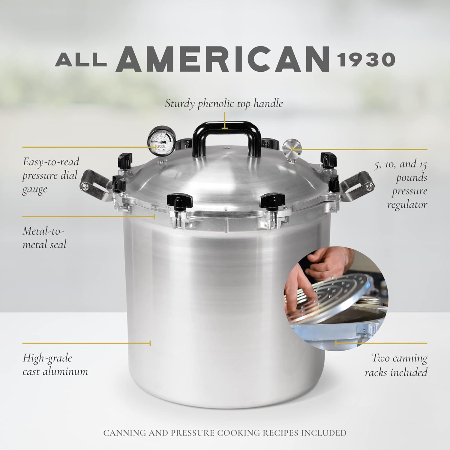 All American 41.5 Qt Canner Pressure Cooker – Heavy-Duty Metal-to-Metal Seal (Made in USA)