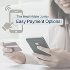 Austin Air HealthMate Junior compact air purifier with 360-degree intake and steel housing.