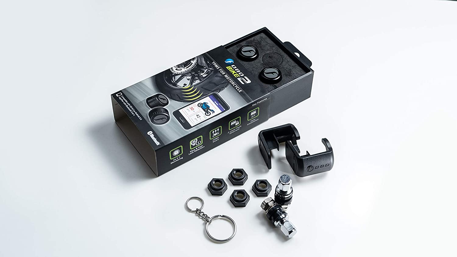 tyre pressure monitoring system with wireless sensors BLACK