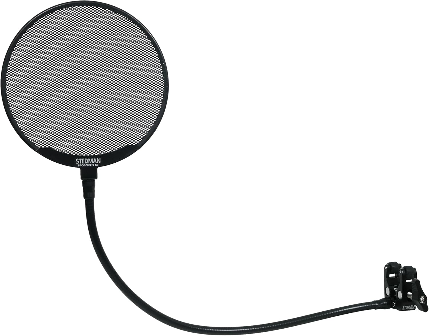 Proscreen XL metal pop filter with adjustable gooseneck attached to microphone stand for studio recording