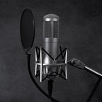 Proscreen XL metal pop filter with adjustable gooseneck attached to microphone stand for studio recording
