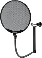 Proscreen XL metal pop filter with adjustable gooseneck attached to microphone stand for studio recording