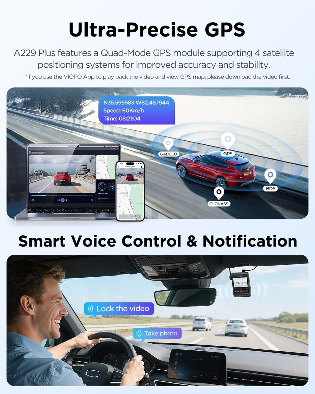 A229 Plus dash cam with Sony STARVIS 2 low light performance