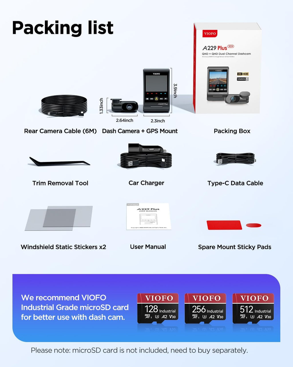 A229 Plus dash cam with Sony STARVIS 2 low light performance
