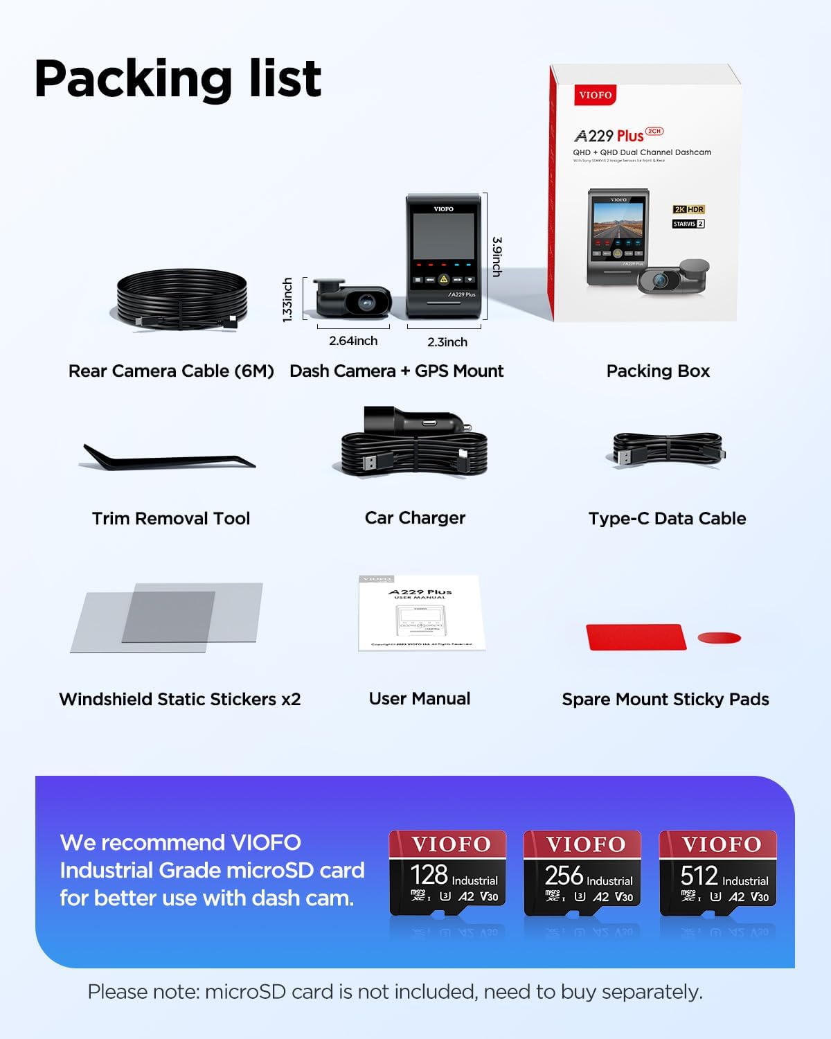 A229 Plus dash cam with Sony STARVIS 2 low light performance