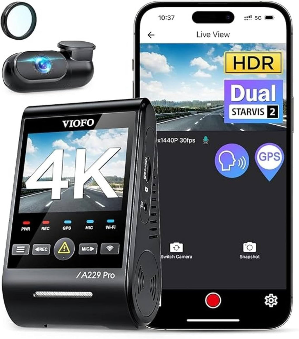 VIOFO A229 Pro 2CH 4K plus 2K dash cam front and rear