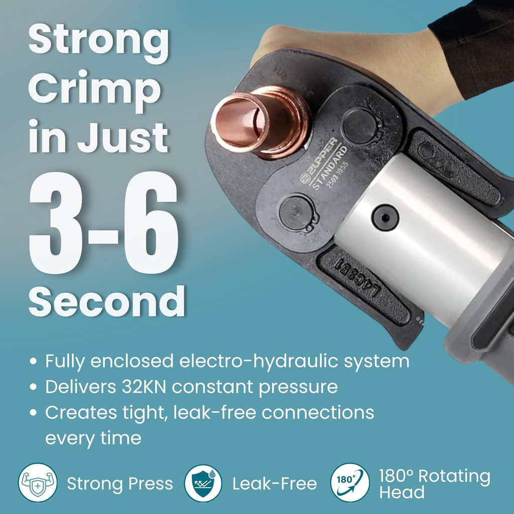 zupper 180° rotating head for tight spaces - Easy access in corners and narrow areas with smooth operation