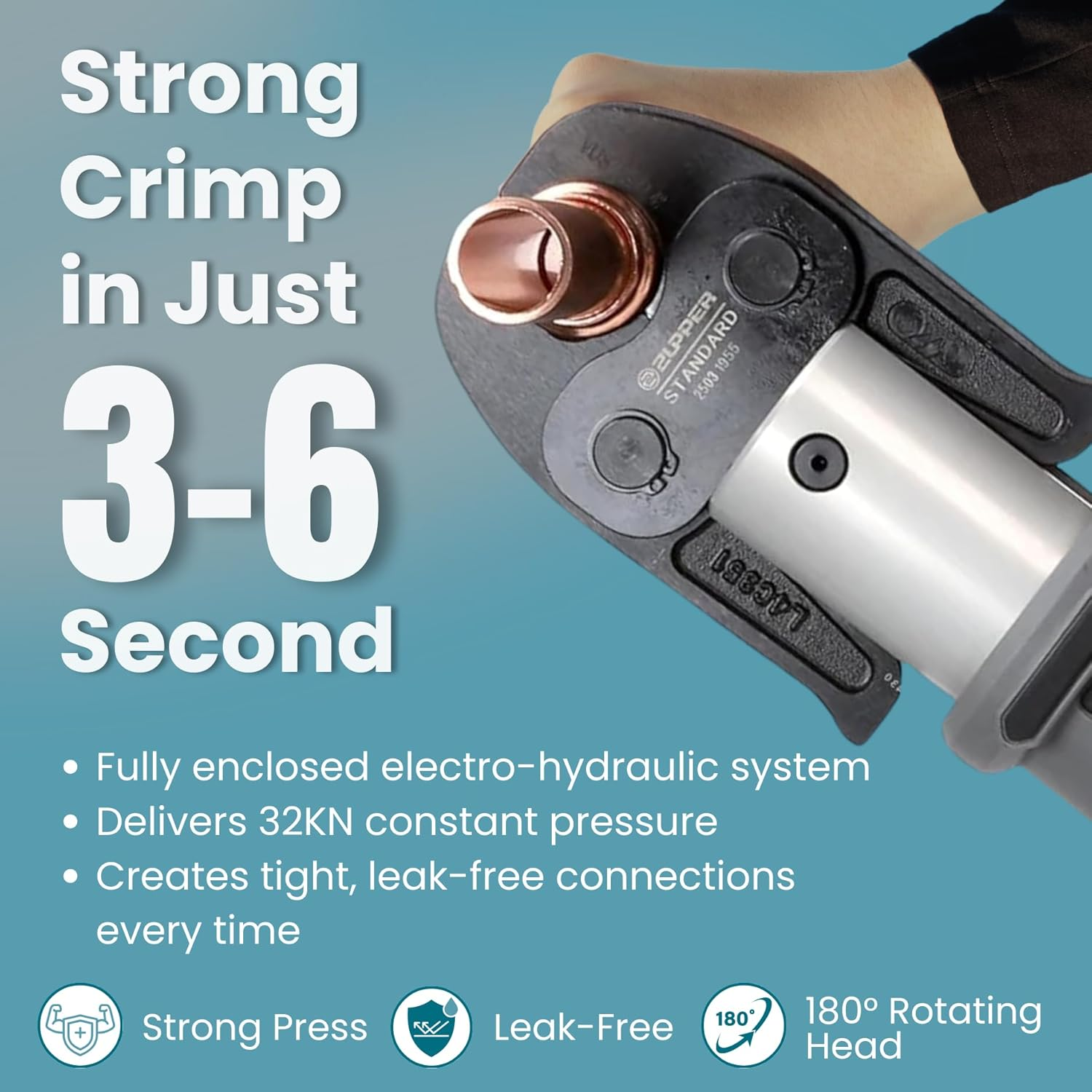zupper 180° rotating head for tight spaces - Easy access in corners and narrow areas with smooth operation