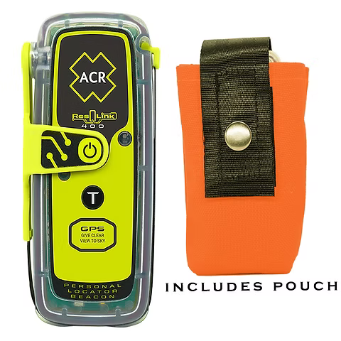 ACR ResQLink 400 personal locator beacon with included carrying pouch and accessories