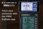 Concept2 RowErg connected to ErgData app for tracking rowing workouts and performance metrics