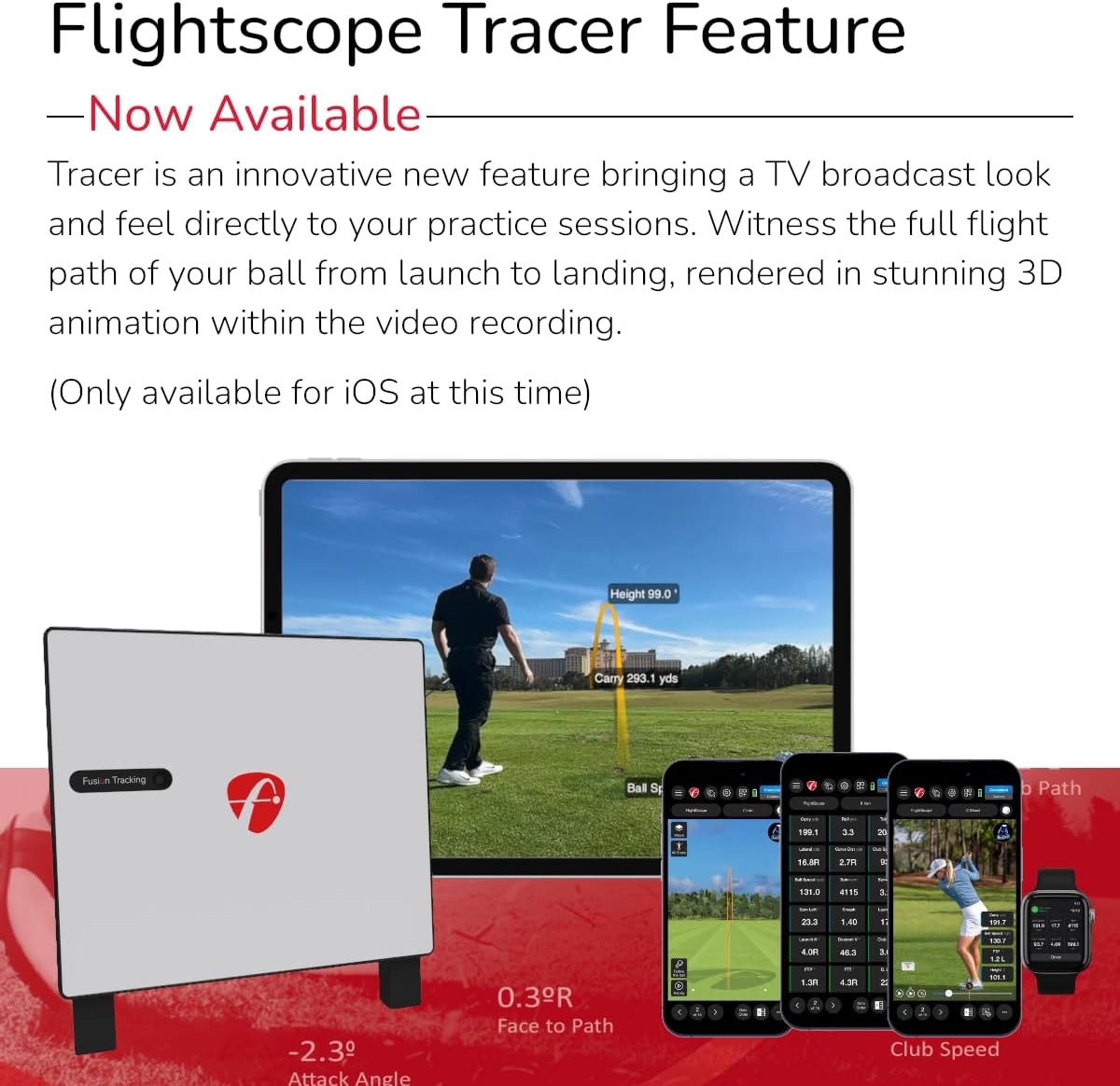 FlightScope X3C carbon fiber golf launch monitor front view