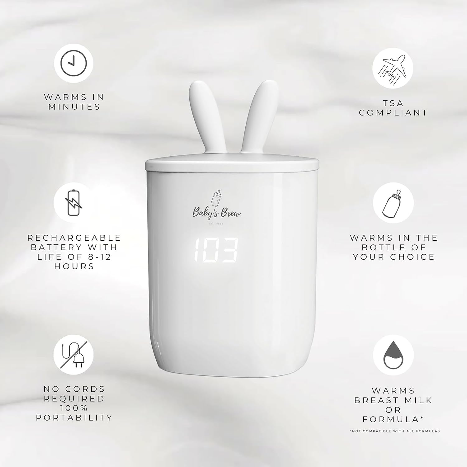 Portable Baby Bottle Warmer for Breastmilk &amp; Formula (Travel-Friendly, Battery Powered)