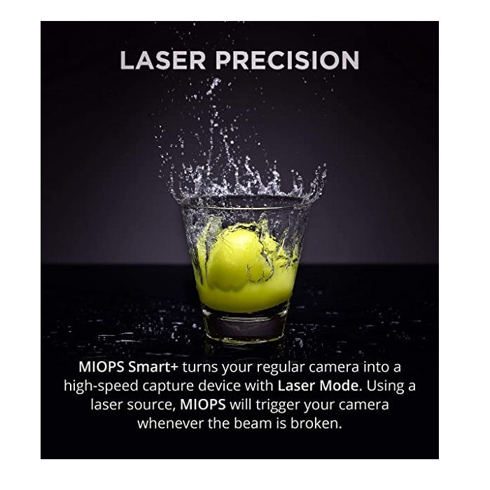MIOPS Smart Plus laser trigger capturing water splash high speed photography
