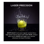 MIOPS Smart Plus laser trigger capturing water splash high speed photography