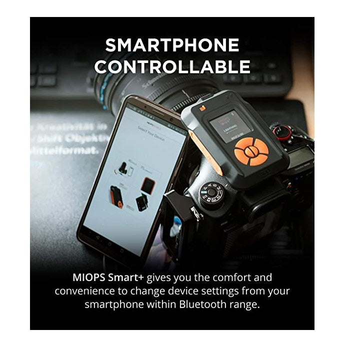 MIOPS Smart Plus controlled via smartphone app using Bluetooth for remote camera triggering