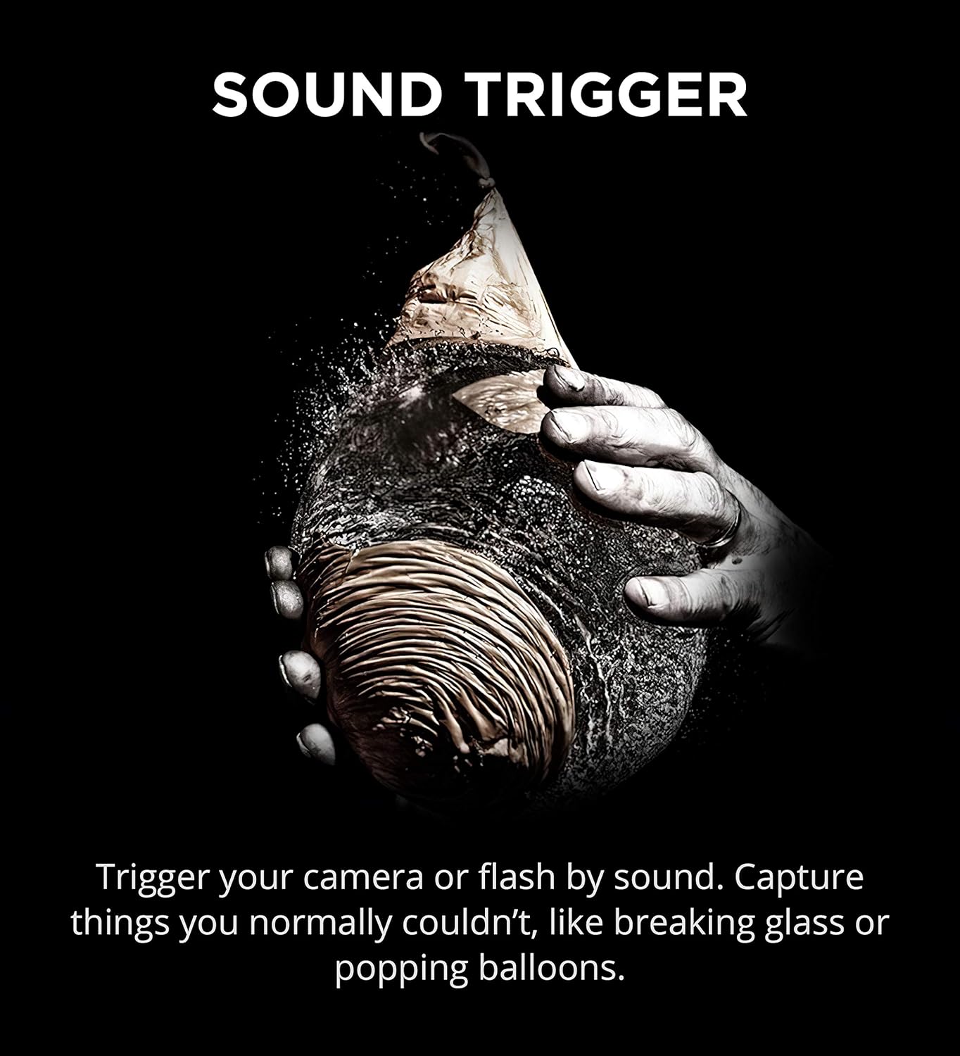MIOPS Smart Plus sound trigger capturing high-speed events like breaking objects or popping balloons