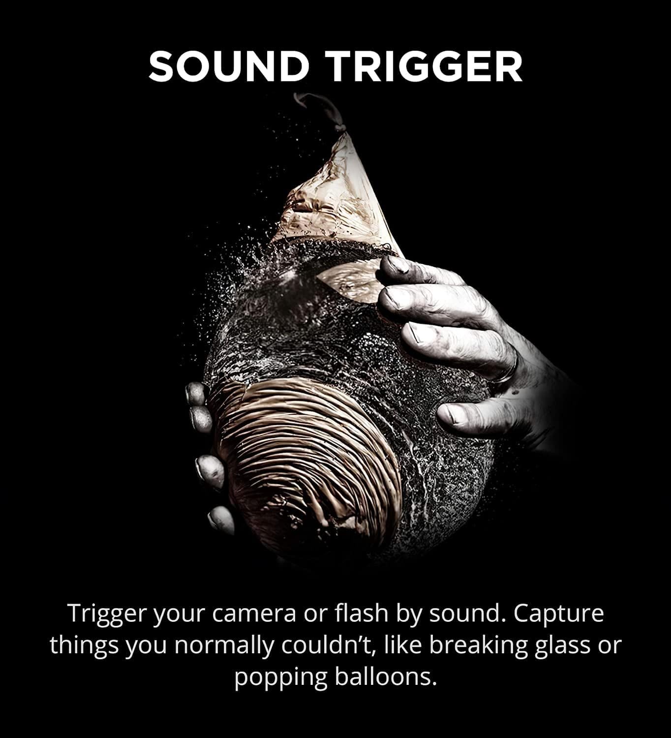 MIOPS Smart Plus sound trigger capturing high speed photography like breaking objects or popping balloon