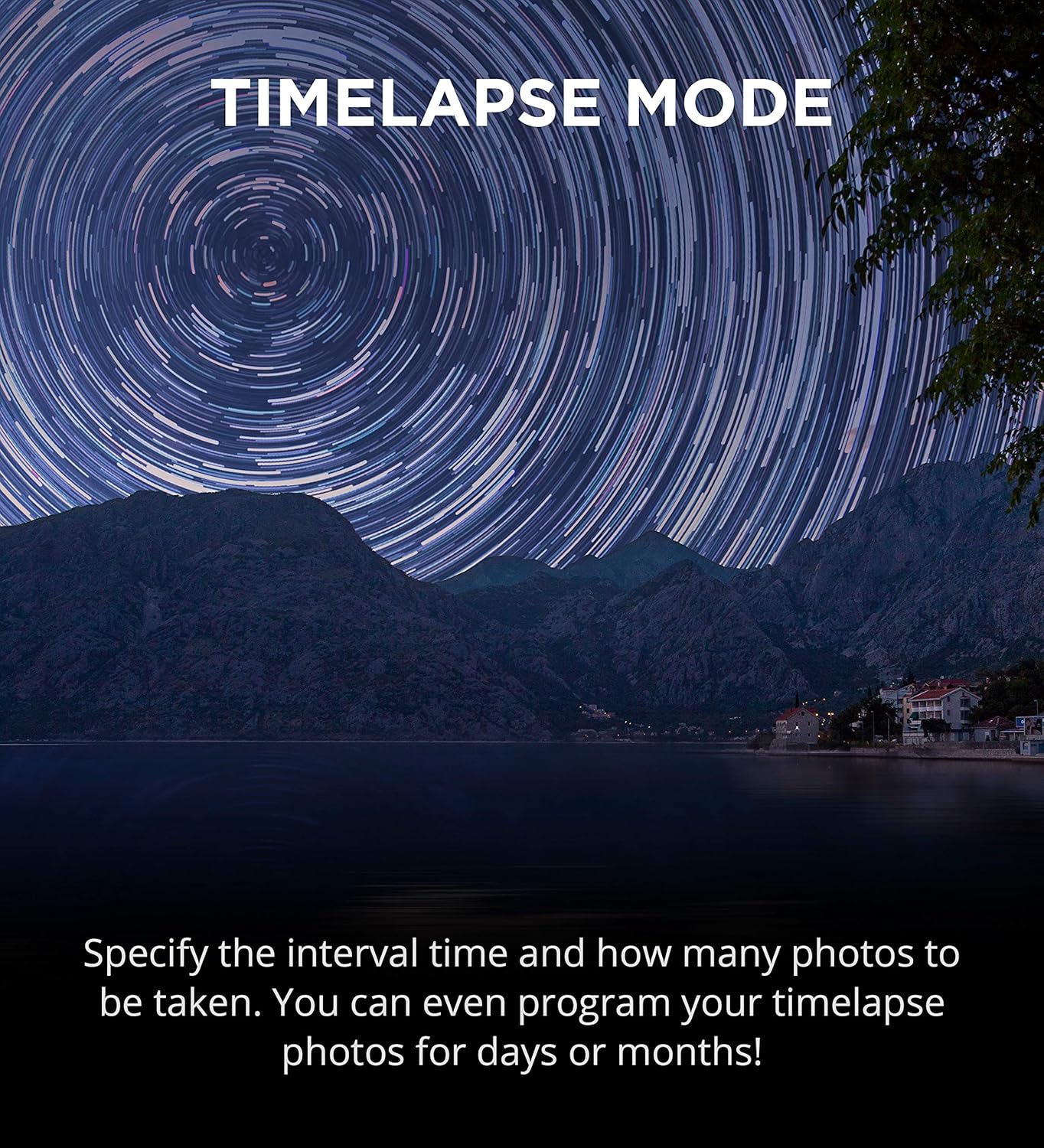 MIOPS Smart Plus timelapse mode capturing star trails with programmable interval shooting