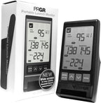 PRGR portable launch monitor with retail packaging box and digital performance display