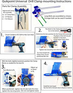 Step-by-step instructions for installing Quikpoint drill mount clamp kit on a drill for mortar gun use