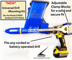 Quikpoint mortar gun with adjustable clamp blocks fitting cordless and corded drills