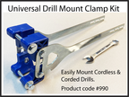 Quikpoint universal drill mount clamp kit with metal arms and hardware for attaching drills