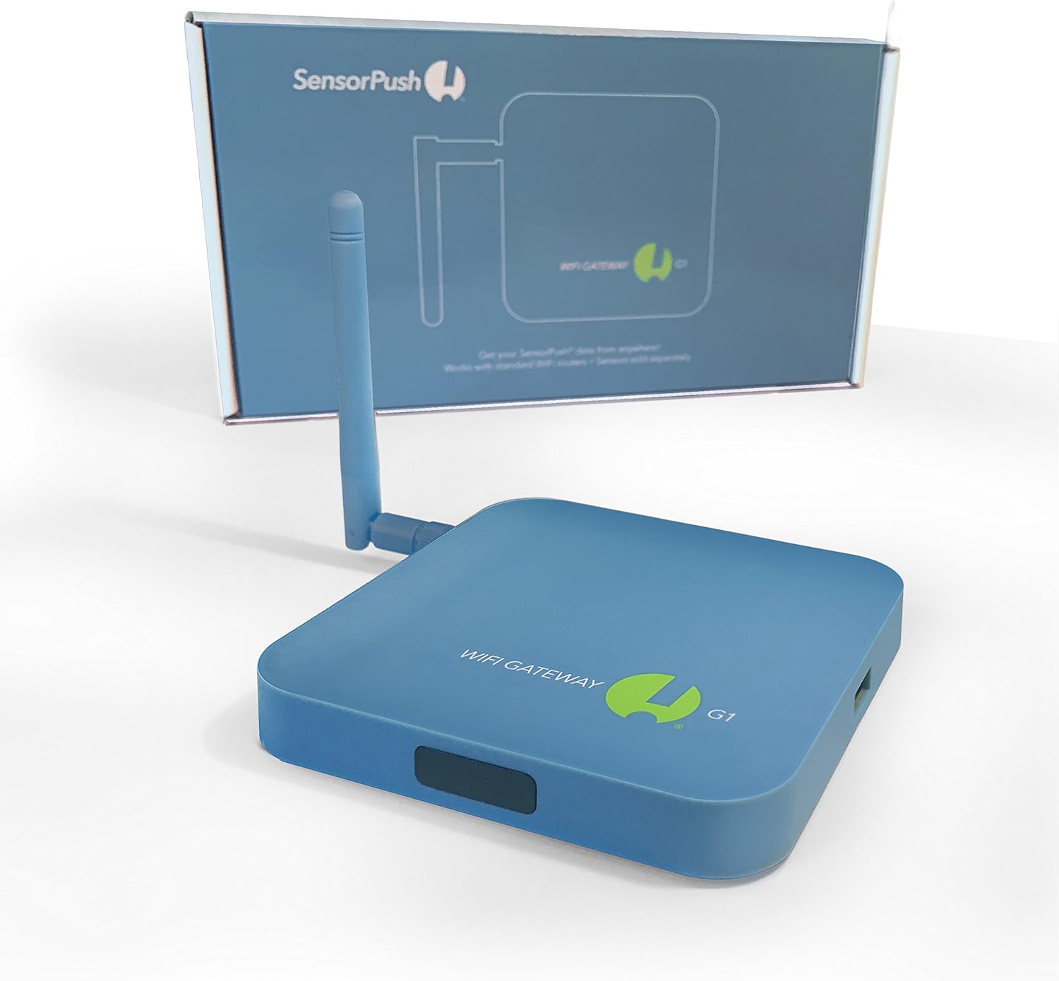 SensorPush G1 WiFi gateway with retail packaging for smart home temperature and humidity monitoring system