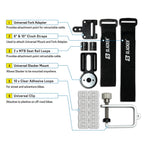 Slacker sag tool kit with mounting accessories straps adapters and clips for motorcycles