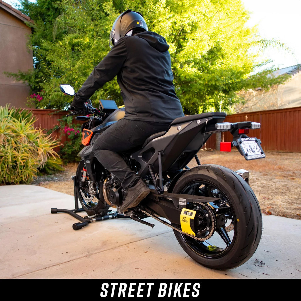 Slacker sag tool used on street motorcycle for precise suspension adjustment