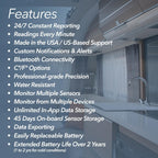 Smart temperature humidity sensor features including real time alerts Bluetooth connectivity and long battery life up to 2 years