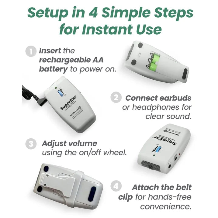 How to set up SuperEar SE9000HP personal sound amplifier in 4 simple steps