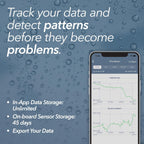 Mobile app displaying temperature and humidity data trends with real time monitoring alerts and historical analytics