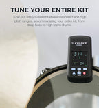 Tune-Bot Studio clip on drum tuner measuring pitch and filtering overtones easily