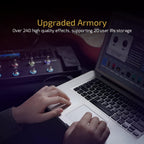 Valeton GP-200 multi effects processor connected to laptop for editing presets showing advanced effects and IR management