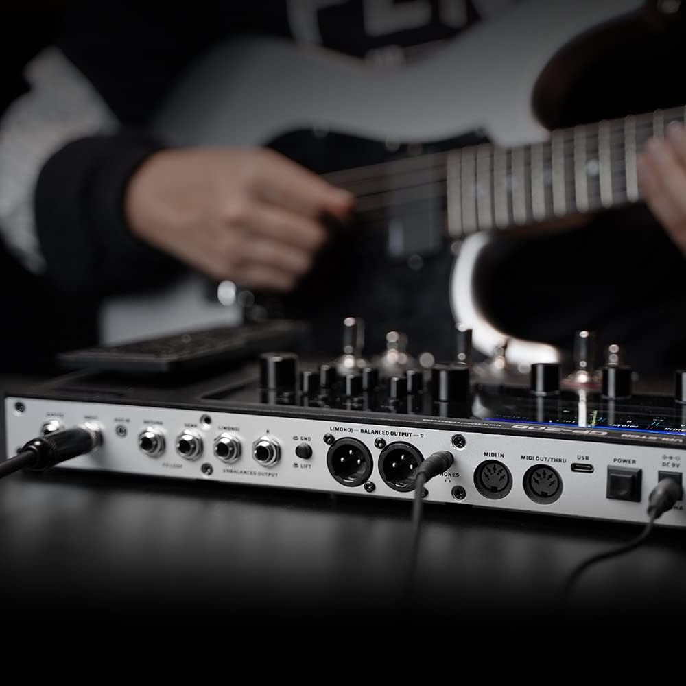Valeton GP-200 multi effects processor connected to electric guitar and amplifier in real world setup