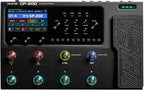 Valeton GP-200 multi effects processor front view with expression pedal LCD display and multiple footswitch controls