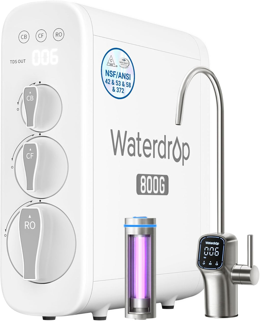 Waterdrop G3P800 800 GPD tankless reverse osmosis water filtration system