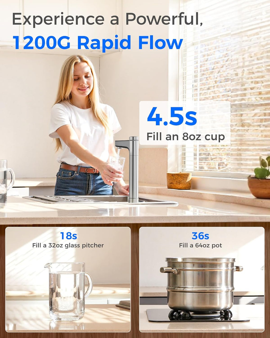 Waterdrop X12 Alkaline Filter installed on kitchen countertop