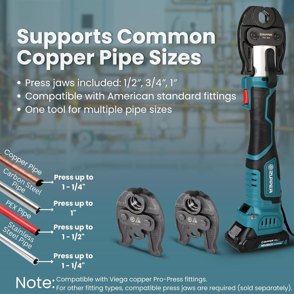 Zupper electric crimper with brushless motor for smooth power output low heat and longer tool life